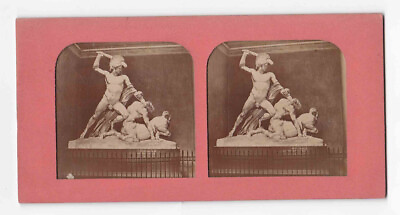 Antique 1891 Theseus Slaying Centaur Canova French Tissue Stereo Card P360