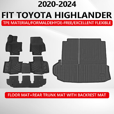 #ad Fit 2020 2024 Toyota Highlander Floor Mats Trunk Mats Cargo Liners All Weather