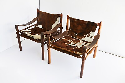 Arne Norell Safari Chairs in Cowhide 1960s 