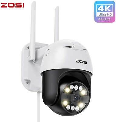 #ad ZOSI 4K 8MP WiFi PT Security Camera Pan Tilt AI Human Detect Color Night Vision