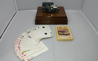 #ad Vintage Car 1907 Peugeot WOOD BOX COMPLETE DECK PLAYING CARDS ALBERT PRICE 1984