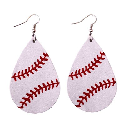 Genuine Leather Baseball Earrings Teardrop Softball Earrings Women Sport Jewelry