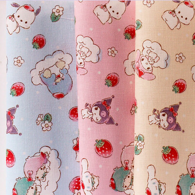 #ad Sanrio all stars strawberry Japanese Fabric Cotton 100% 50cm 52cm made in JAJPAN