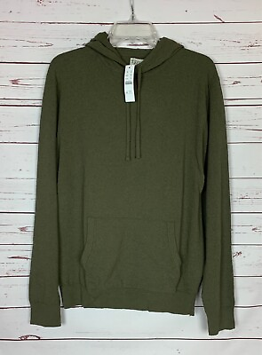 #ad #ad Knit For J.Crew Men#x27;s XL Olive Green Boucle Pullover Hooded Sweater NEW TAGS