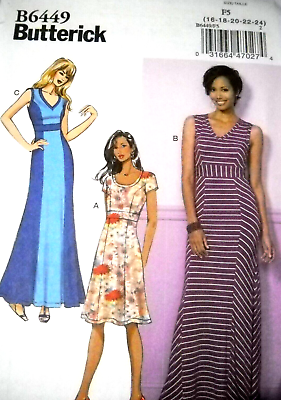 Easy Knit Pullover Dress Misses size 16 24 Butterick 6449 Sewing Pattern