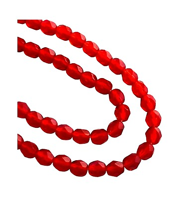 100 Red Preciosa Czech Fire Polished Glass 6mm Faceted Round Strand Beads