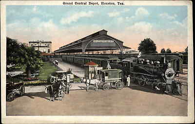 Houston Texas YX Grand Central Depot Train Station c1920 Postcard