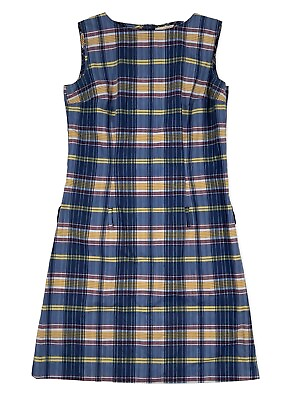 #ad #ad Vintage 60s Yellow Blue Plaid Wiggle Dress Size M Mod GOGO