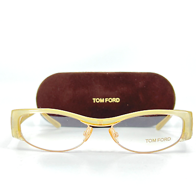 #ad #ad Tom Ford TF5076 467 Tan gold Oval Full Rim Plastic Eyeglasses Frame 53 16 135 mm