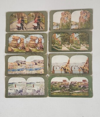 #ad Vtg Stereoscope Card Lot Of 8 Cards Various Places and Scenes