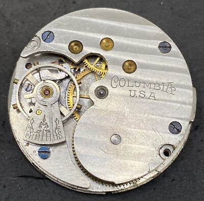 Columbia Pocket Watch Movement 6s Hunter Color Dial Antique Parts repair F6562