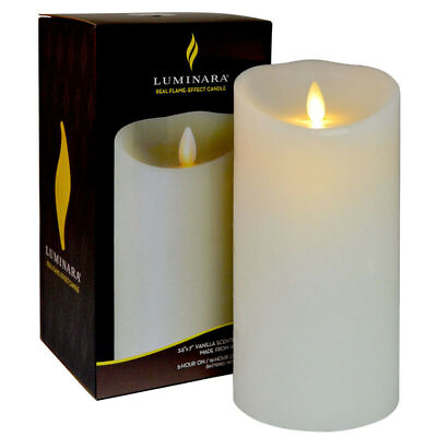 Luminara Flameless Scented Candles Battery Operated Pillar Ivory Remote 7in