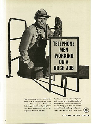 1946 Bell Telephone installing underground cable Men working Vintage Print Ad