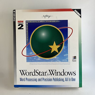 NEW SEALED WordStar For Windows Version 2 Windows 3.1 95 Big Box PC Word Proc.