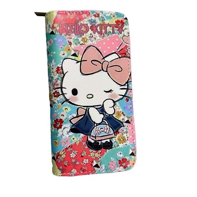 #ad Hello Kitty Sanrio NWOT Floral Multi Picket Zip Top Long Wallet