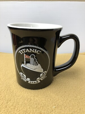 RMS Titanic White Star Line Coffee Mug Cup Black
