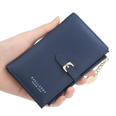 Womens Leather Zipper Slim Wallet RFID Blocking Credit Card Holder Thin Purse