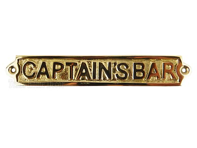 Captain#x27;s Bar Wall Plaque Sign Polished Solid Brass Nautical Beach House Boat