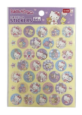 DAISO Hello Kitty Stickers 2 Sheets 64pieces Limited Only Sale NEW in Japan