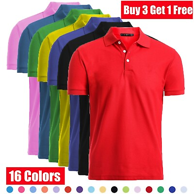 Men#x27;s Causal Cotton Polo Dri Fit T Shirt Jersey Short Sleeve Sport Causal Golf