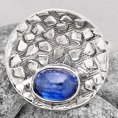 #ad Natural Blue Kyanite Brazil 925 Sterling Silver Ring s.8 Jewelry R 1531