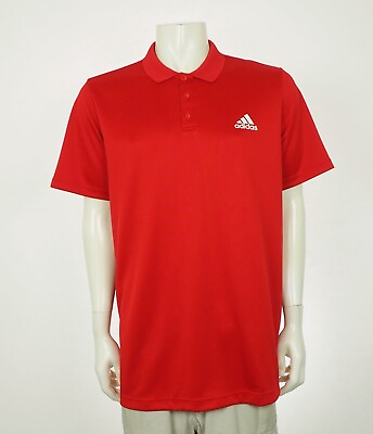 #ad Adidas Designed 2 Move Fire Red Tech Blend Polo Shirt Mens Sz XL