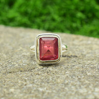 Pink Ruby Light 925 Sterling Silver Handmade Anniversary Jewelry Ring All Size