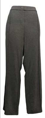 Dennis Basso Polished Crepe Knit Straight Leg Trousers Charcoal M A459343