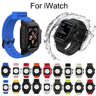 Waterproof Rubber Cover Silicone Strap For Apple Watch Band Series 6 5 4 40 44mm