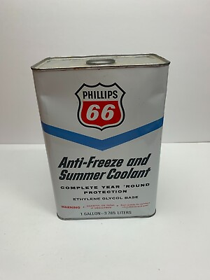 #ad VINTAGE PHILLIPS 66 ANTI FREEZE AND SUMMER COOLANT EMPTY 1 GALLON CAN