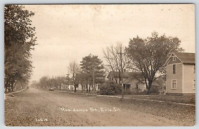#ad #ad Erie Illinois Homes Along Residence Street Wide Dirt Road c1910 CR Childs RPPC