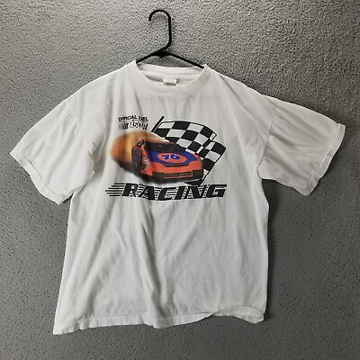 #ad 76 Racing Offical Fuel Nascar Shirt Adult Large White Phillips 66 Single Stitch