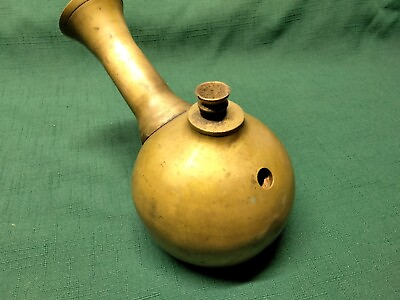 #ad Vintage Solid Brass 7quot; Bong Tobacco Water Pipe Hippie Art Deco Vibe **