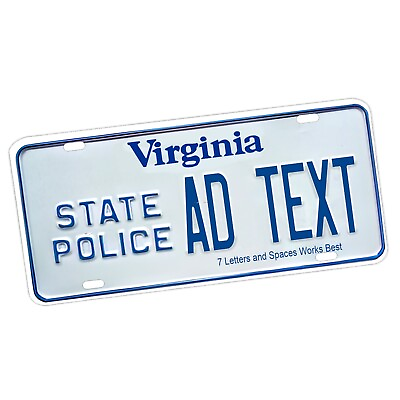 #ad #ad Vintage 1981 1987 Virginia State Police Design License Plate Personalized Sign