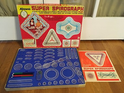 Vintage Kenner 1969 Super Spirograph w Instruction Manual Nearly Complete