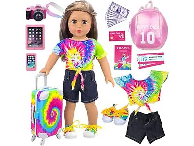 #ad 23 Pcs Girl Doll and Accessory Play Set Multi Color 18 Inch Doll female