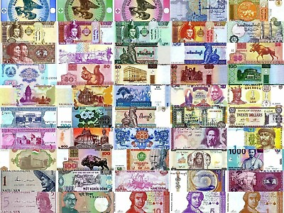 #ad 100 Pieces of Different World Mixed Foreign Banknote Set Currency UNC w COA