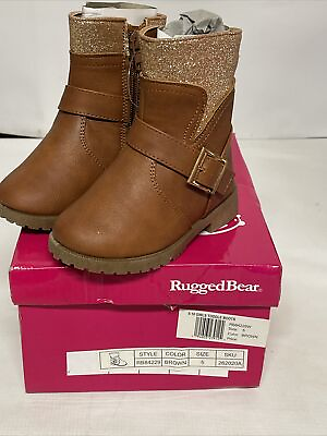 #ad Toddler Rugged Bear zip up Boots Faux Leather size 5 Brown New