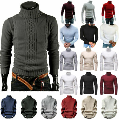 #ad Men#x27;s Winter Knit Pullover Long Sleeve Turtleneck Sweater Jumper Top Knitwear
