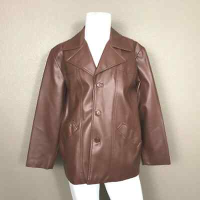 #ad Van Cort Fine Pleather Vinyl 1970#x27;s Sport Jacket Pre owned Sustainable Fashion