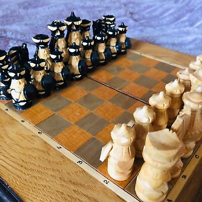 #ad Old Carved Chess Soviet Wood Gulag