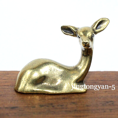 Brass Deer Figurine Statue House Office Table Decoration Animal Figurines Toys
