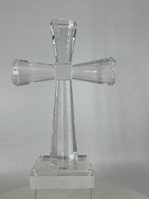 #ad Lead Crystal Cross Signed Oleg Cassini. 9 Inches Tall. Easter Time