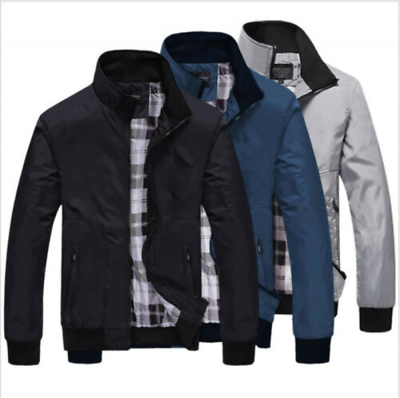 #ad Men#x27;s New Slim Collar Jackets Zipper Jacket Tops Casual Pilot Coat Outwear Slim