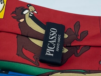 #ad Picasso Handmade Looney Tunes Mens Tie slightly used 52#x27;#x27;long 4quot; at widest pt.