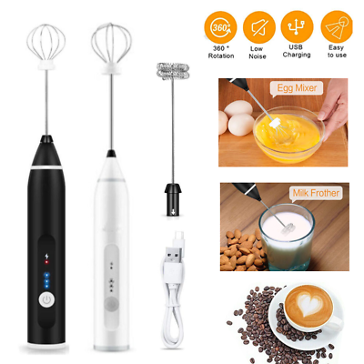 #ad Electric Milk Frother Handheld Whisk Mixer Stirrer Coffee Egg USB Rechargeable