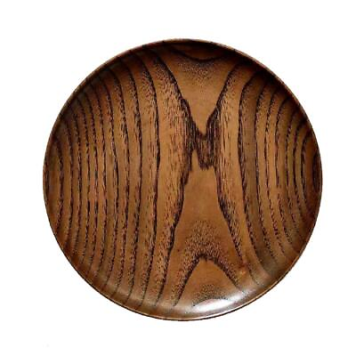 #ad Round Wood Dish Plate Acacia Wooden for Cake Sweets Fruit Dessert Coffee Dish...