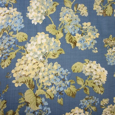 #ad Waverly Sun N Shade Fabric Rolling Meadow Floral Hydrangea Blue 2.5 yd 54W x 92L