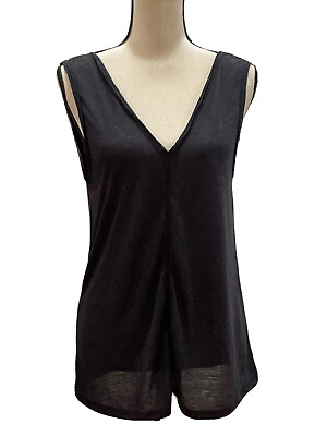 #ad Asos Womens Black Blouse Sleeveless V Neck Soft Size 2