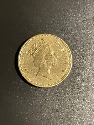 #ad 1 pound 1985 upside down One 1 PoundUnited Kingdom England UK Elizabeth II 1985